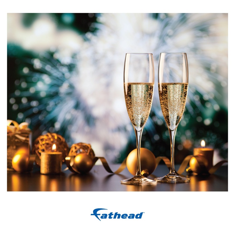 New Year: Champagne Glasses Poster – Removable Adhesive Decal