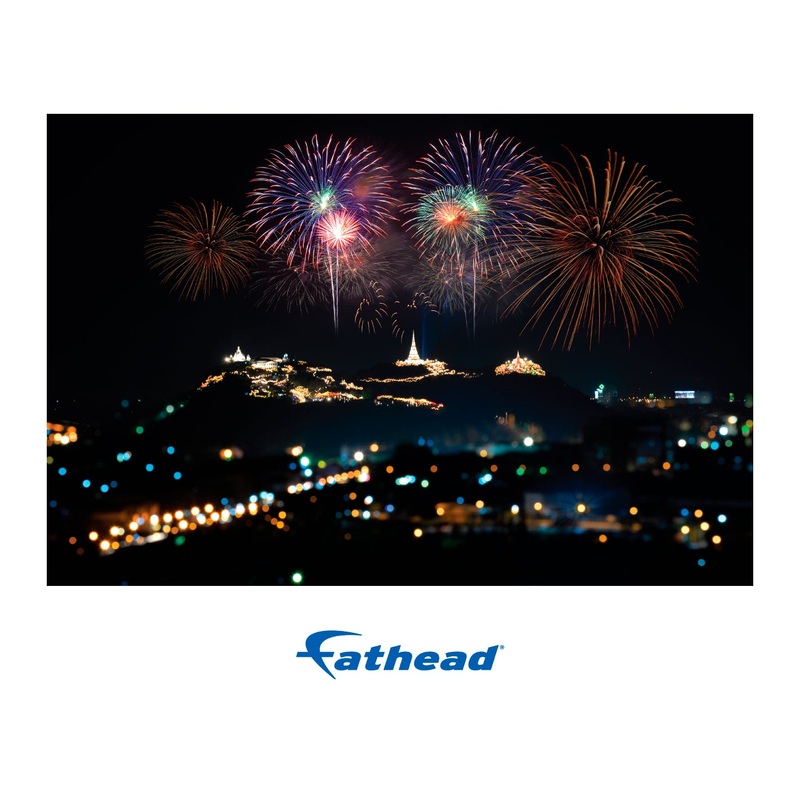 New Year: Colorful Fireworks Poster – Removable Adhesive Decal