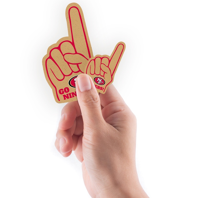 San Francisco 49ers – 4 Foam Finger Minis (Mixed Sizes) – Official NFL – Reusable Vinyl Decals