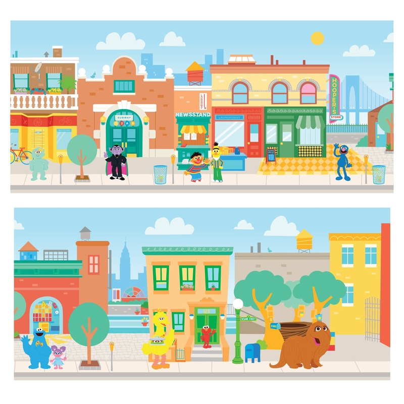 Sesame Street Town – Peel & Stick Poster Collection – Official Sesame Street – Reusable Vinyl Wall Decals