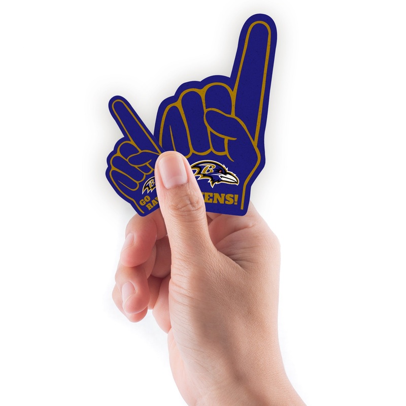 Baltimore Ravens – 4 Foam Finger Minis (Mixed Sizes) – Official NFL – Reusable Vinyl Decals