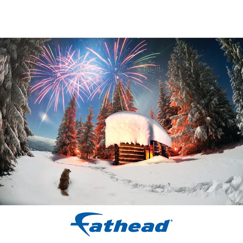 Christmas: Dog Watching the Cabin Poster – Removable Adhesive Decal