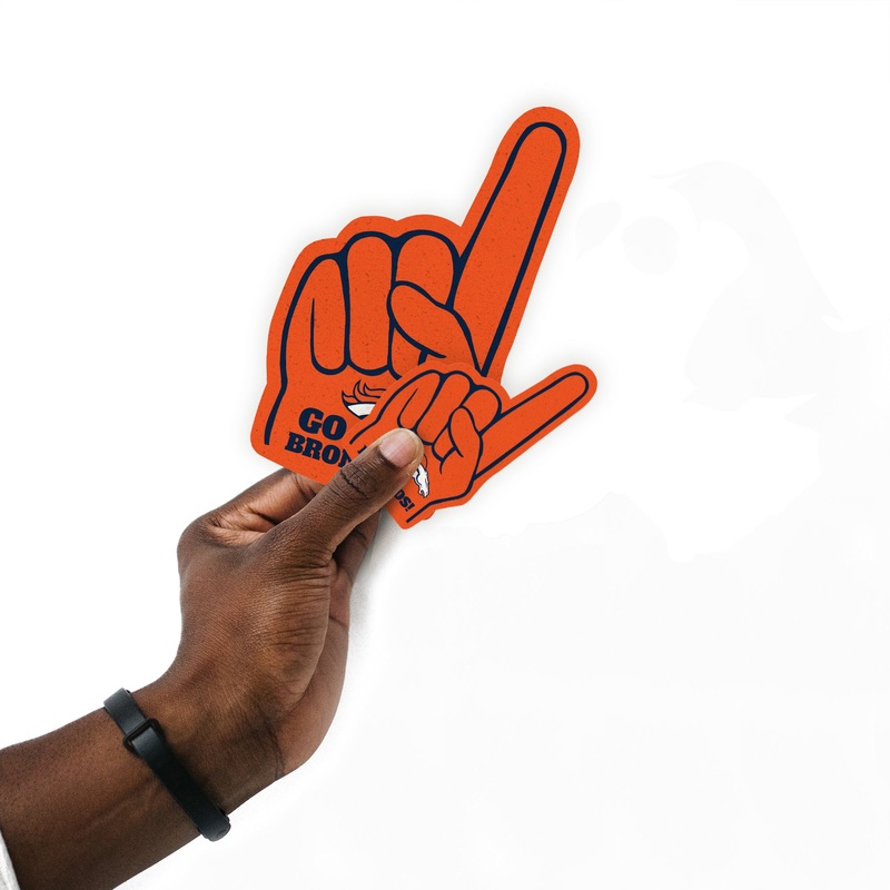 Denver Broncos – 4 Foam Finger Minis (Mixed Sizes) – Official NFL – Reusable Vinyl Decals