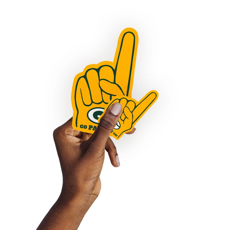 Green Bay Packers – 5 Foam Finger Minis (Mixed Sizes) – Official NFL – Reusable Vinyl Decals