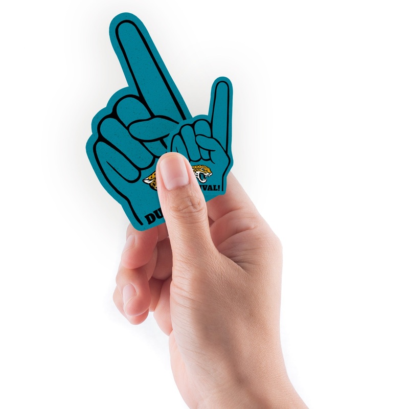 Jacksonville Jaguars – 4 Foam Finger Minis (Mixed Sizes) – Official NFL – Reusable Vinyl Decals