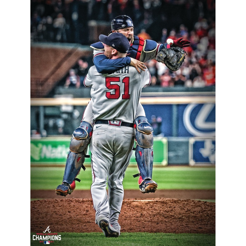 Will Smith and Travis d’Arnaud – 2021 World Series Celebration – Peel & Stick Poster – Official MLB – Atlanta Braves – Reusable Vinyl Wall Decal
