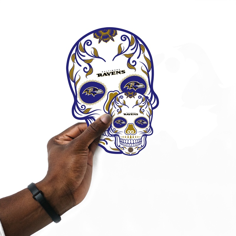 Baltimore Ravens – 5 Sugar Skull Minis (Mixed Sizes) – Official NFL – Reusable Vinyl Decals