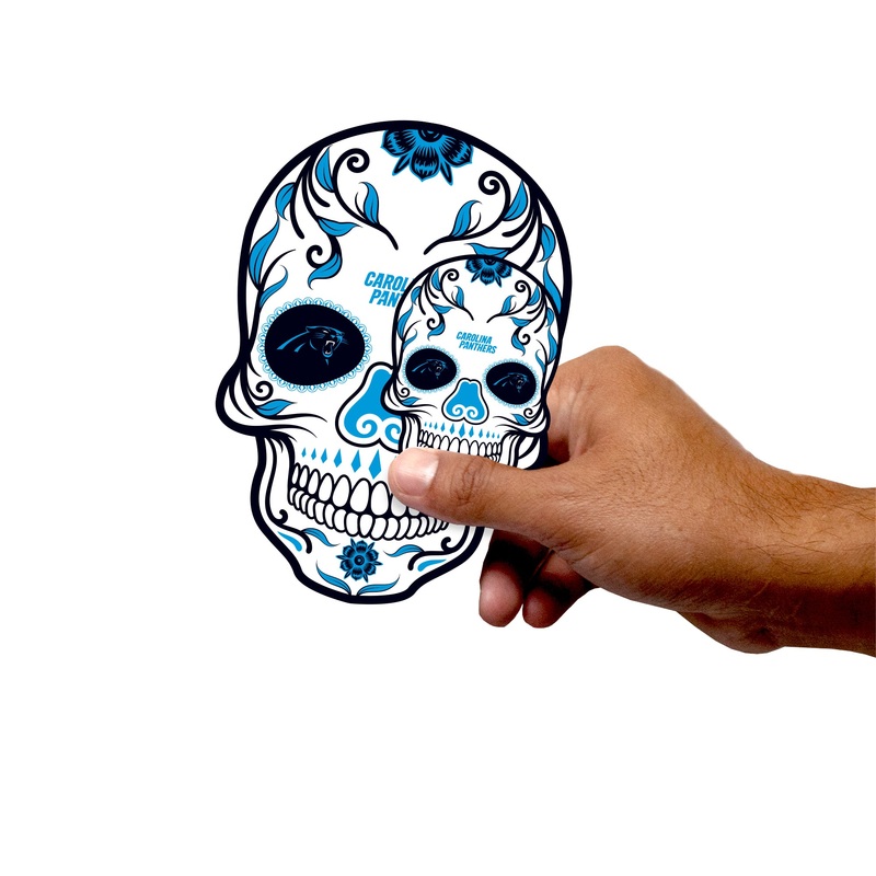 Carolina Panthers – 5 Skull Minis (Mixed Sizes) – Official NFL – Reusable Vinyl Decals