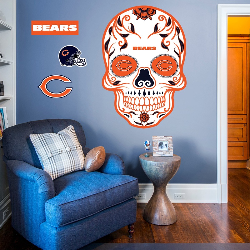 Chicago Bears – RealBig Skull Collection – Official NFL – Reusable Vinyl Wall Decals