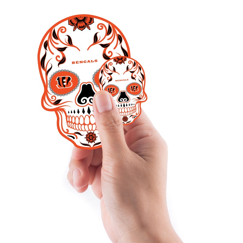 Cincinnati Bengals – 5 Skull Minis (Mixed Sizes) – Official NFL – Reusable Vinyl Decals