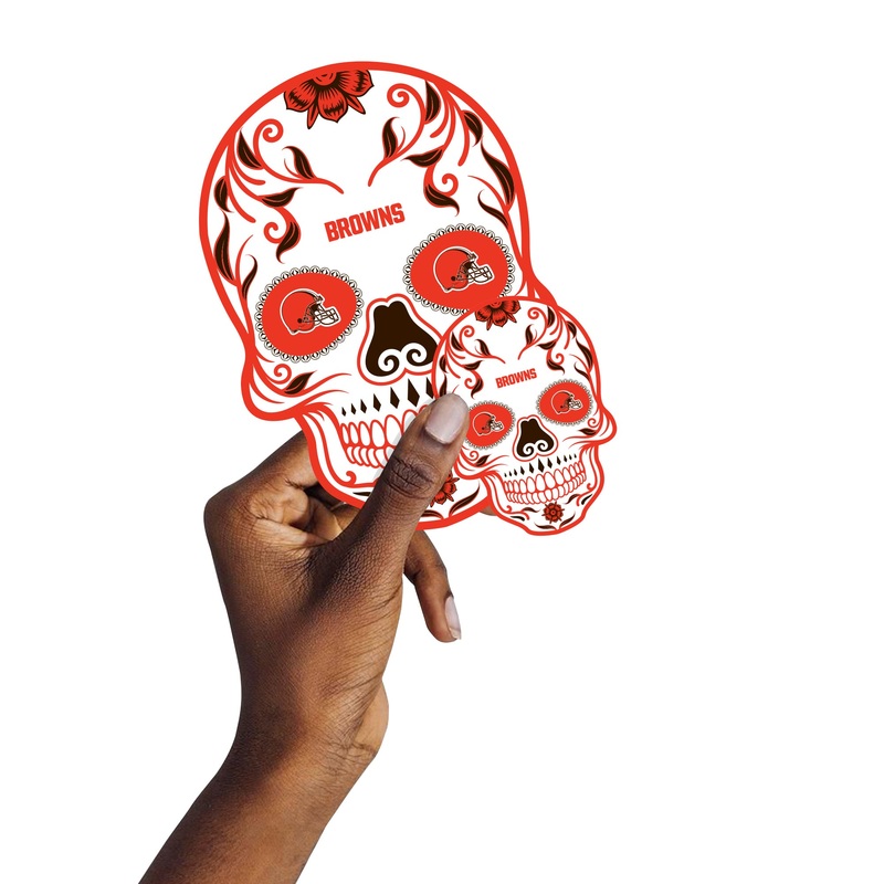 Cleveland Browns – 5 Skull Minis (Mixed Sizes) – Official NFL – Reusable Vinyl Decals