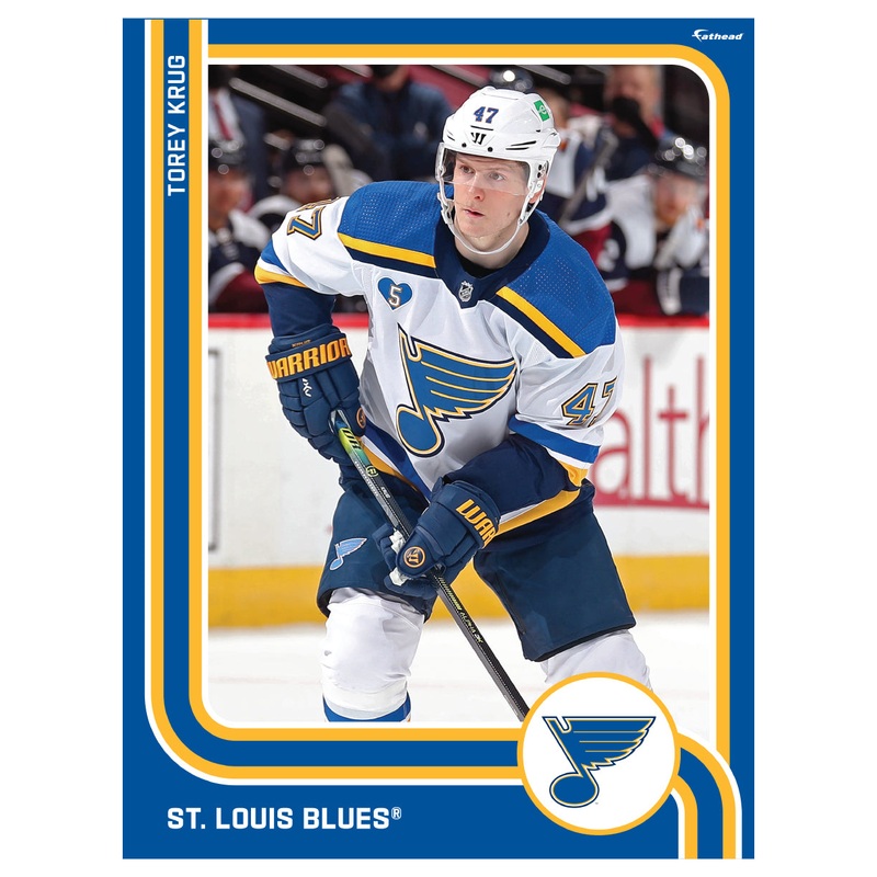 Torey Krug – Peel & Stick Poster – Official NHL – St. Louis Blues – Reusable Vinyl Wall Decal