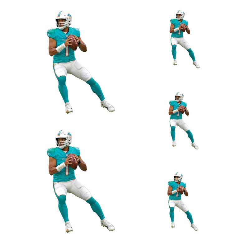 Tua Tagovailoa – 5 Player Minis (Mixed Sizes) – Official NFL – Miami Dolphins – Reusable Vinyl Decals