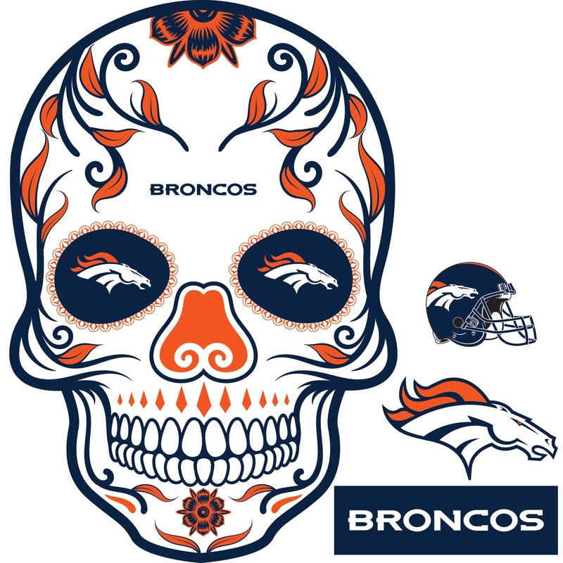 Denver Broncos – RealBig Skull Collection – Official NFL – Reusable Vinyl Wall Decals