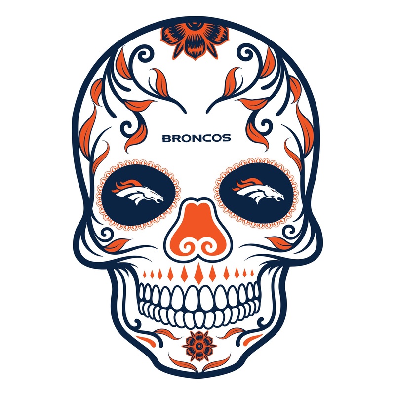Denver Broncos – Sugar Skull Logo – Outdoor Floor Decal – Official NFL – Scratch Resistant Alumigraphics Grip