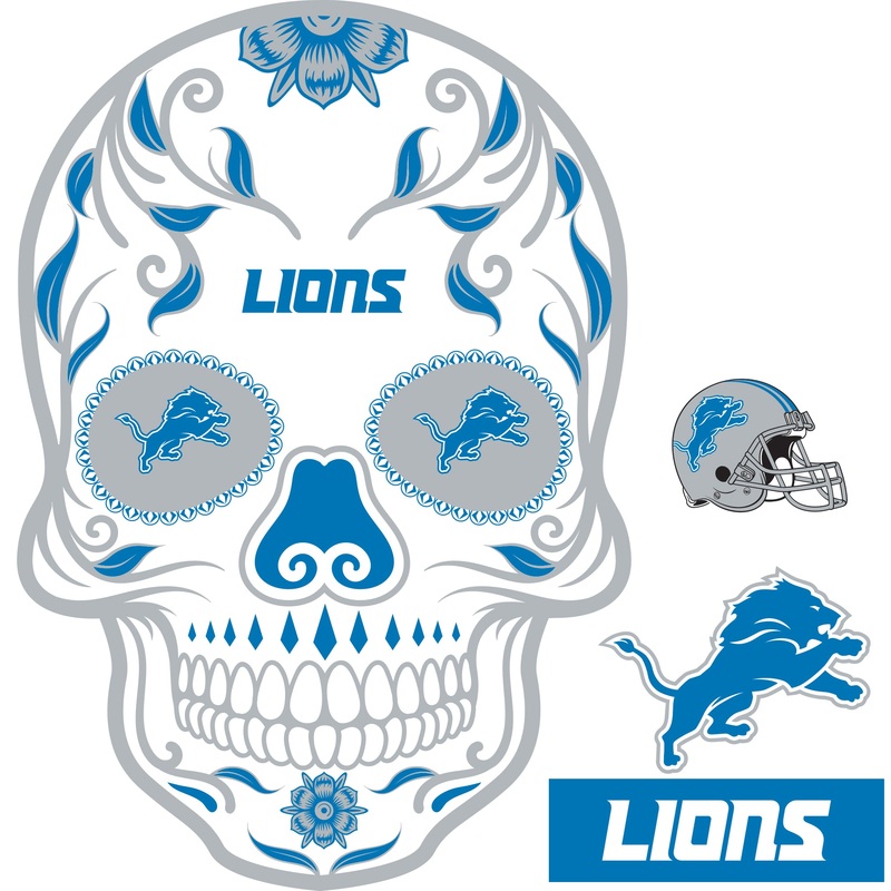 Detroit Lions – RealBig Skull Collection – Official NFL – Reusable Vinyl Wall Decals