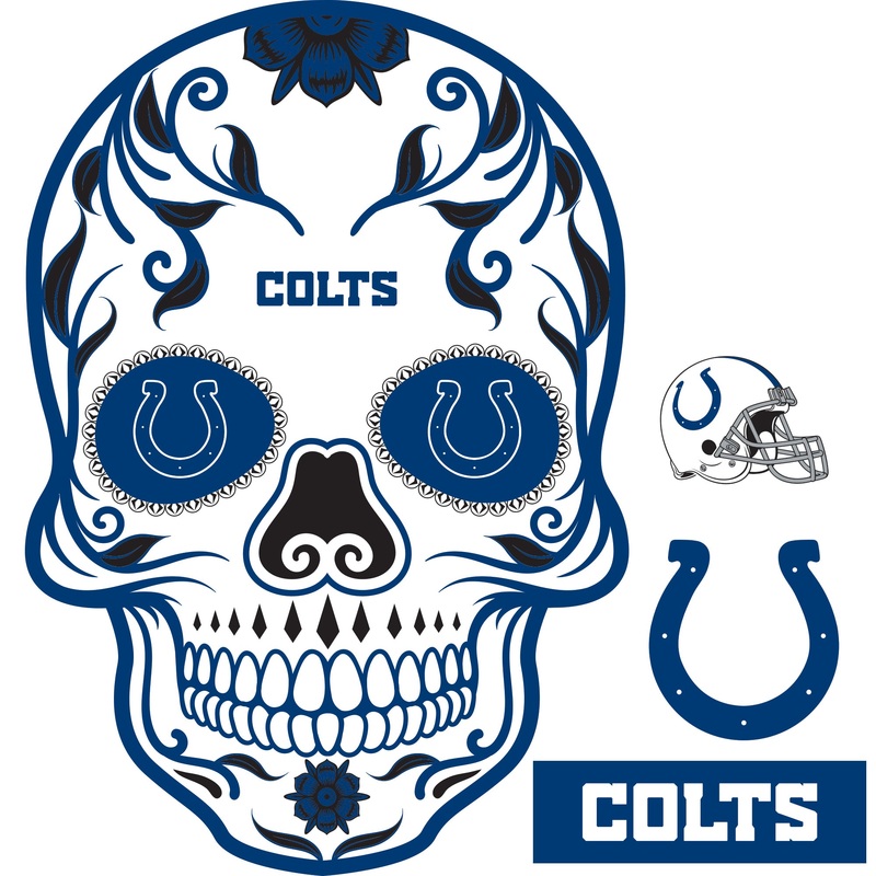 Indianapolis Colts – RealBig Skull Collection – Official NFL – Reusable Vinyl Wall Decals