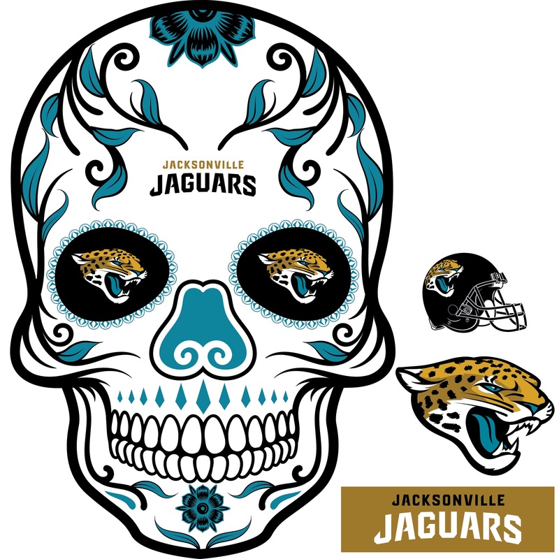 Jacksonville Jaguars – RealBig Skull Collection – Official NFL – Reusable Vinyl Wall Decals