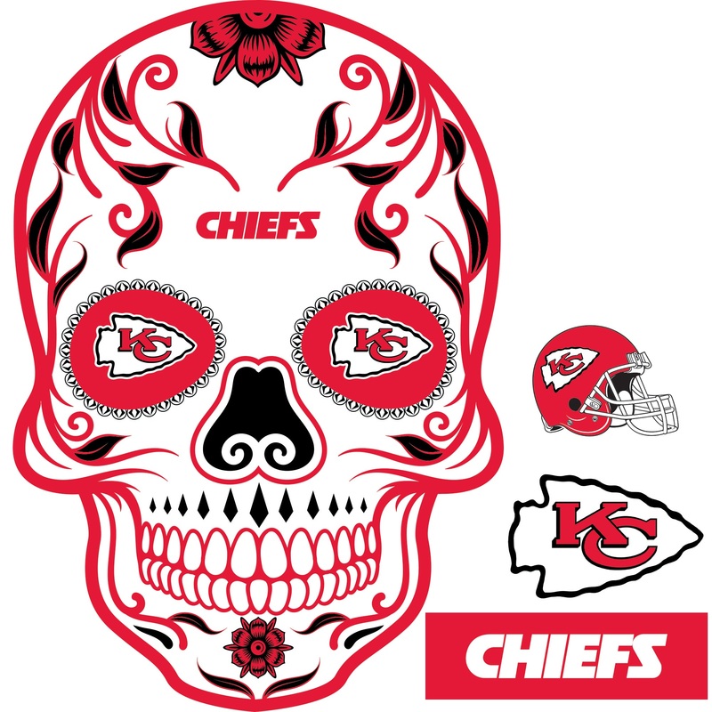 Kansas City Chiefs – RealBig Skull Collection – Official NFL – Reusable Vinyl Wall Decals