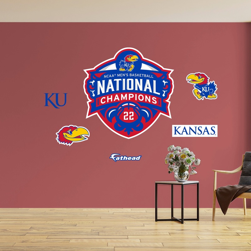 Kansas Jayhawks – RealBig 2022 Basketball Champions Logo Collection – Official NCAA – Reusable Vinyl Wall Decals