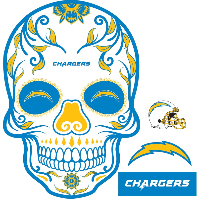 Los Angeles Chargers – RealBig Skull Collection – Official NFL – Reusable Vinyl Wall Decals