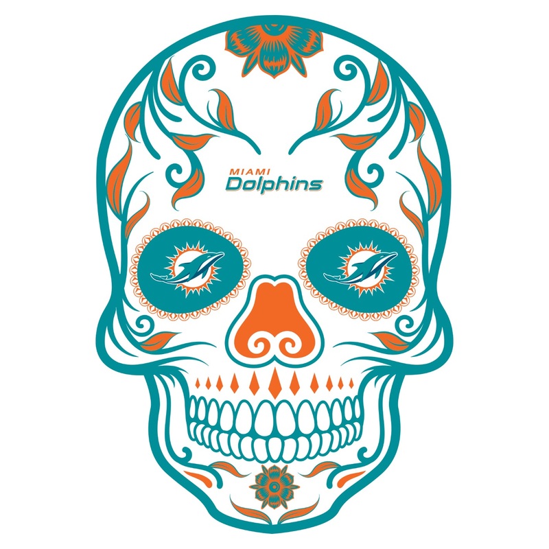 Miami Dolphins – Sugar Skull Logo – Outdoor Wall Decals – Official NFL – Scratch Resistant Alumigraphics Smooth