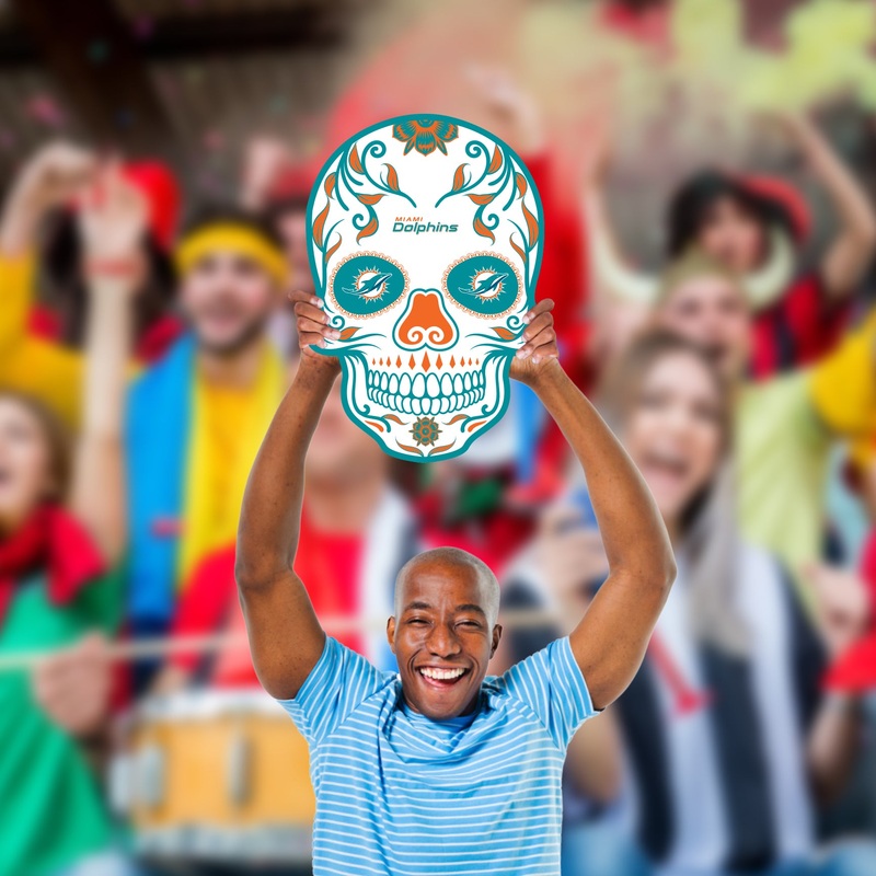 Skull – Big Head – Official NFL – Miami Dolphins – Foam Core Cutout