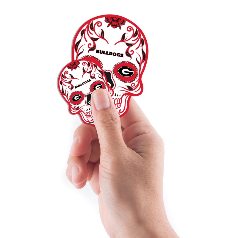 Georgia Bulldogs – 5 Sugar Skull Logo Minis (Mixed Sizes) – Official NCAA – Reusable Vinyl Decals