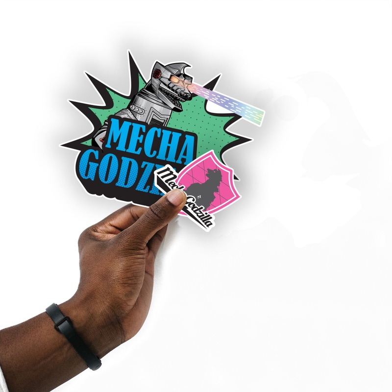 Godzilla – 5 Badges Minis (Mixed Sizes) – Official Toho – Mechagodzilla – Reusable Vinyl Decals