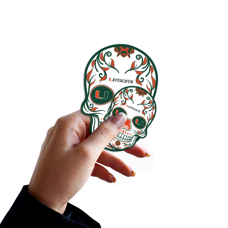 Miami Hurricanes – 5 Sugar Skull Logo Minis (Mixed Sizes) – Official NCAA – Reusable Vinyl Decals