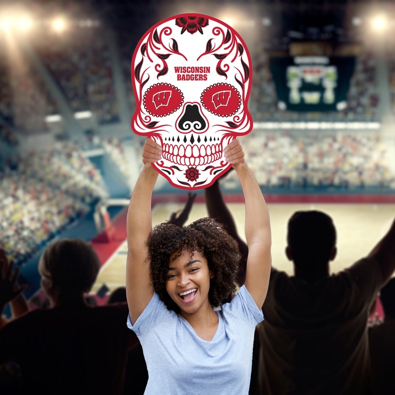 Skull – Big Head – Official NCAA – Wisconsin Badgers – Foam Core Cutout