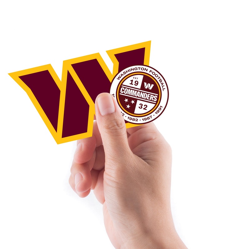 Washington Commanders – 5 Logo Minis (Mixed Sizes) – Official NFL – Reusable Vinyl Decals