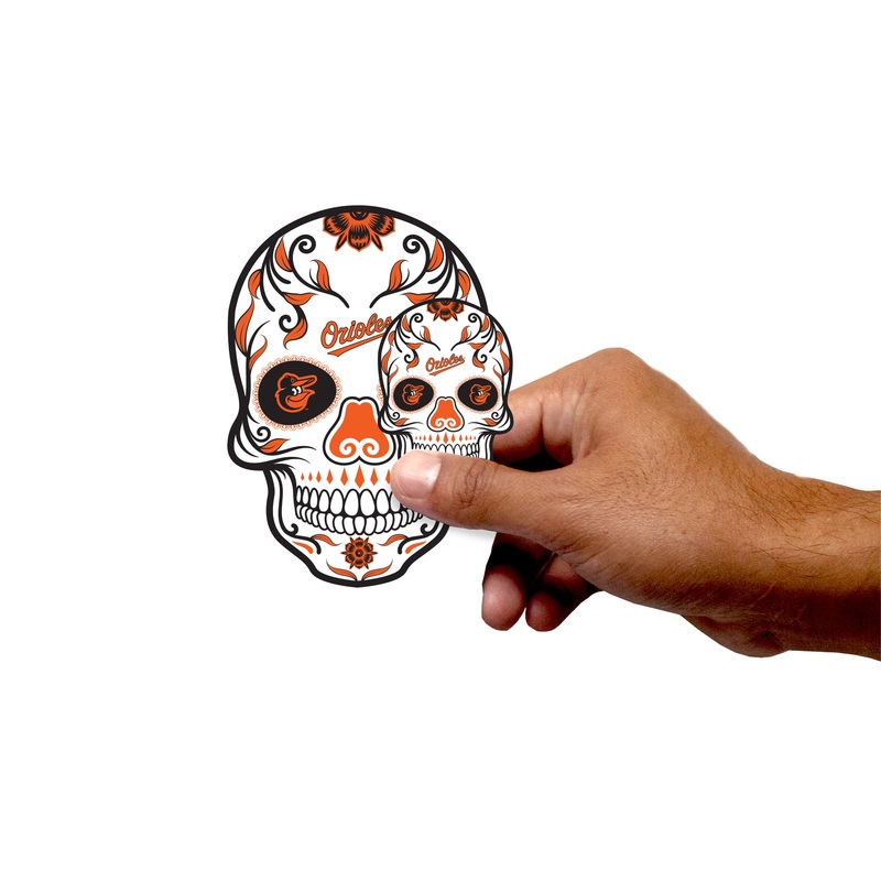 Baltimore Orioles – 5 Sugar Skull Logo Minis (Mixed Sizes) – Official MLB – Reusable Vinyl Decals