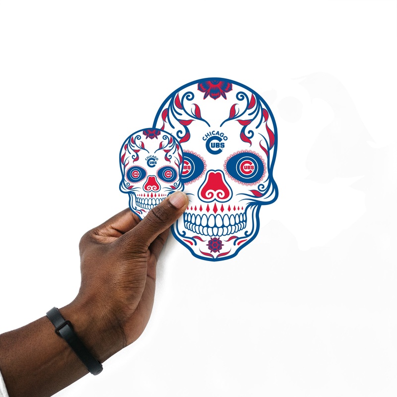 Chicago Cubs – 5 Sugar Skull Logo Minis (Mixed Sizes) – Official MLB – Reusable Vinyl Decals