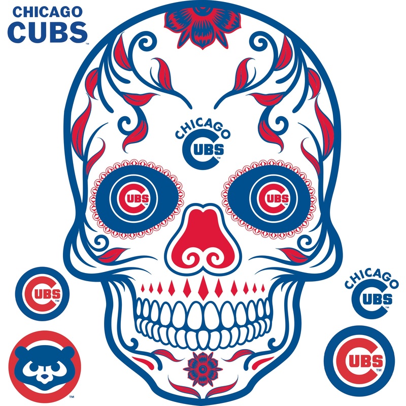 Chicago Cubs – RealBig Sugar Skull Collection – Official MLB – Reusable Vinyl Wall Decals