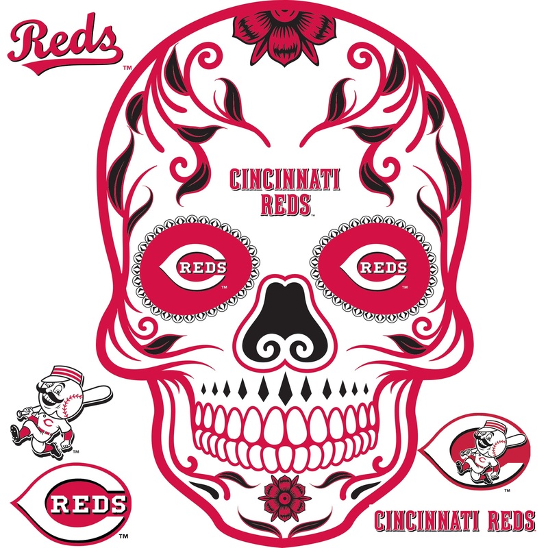Cincinnati Reds – RealBig Sugar Skull Collection – Official MLB – Reusable Vinyl Wall Decals