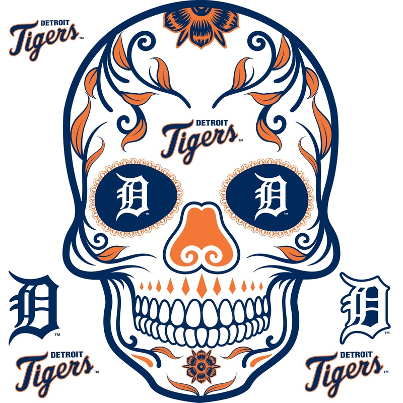 Detroit Tigers – RealBig Sugar Skull Collection – Official MLB – Reusable Vinyl Wall Decals