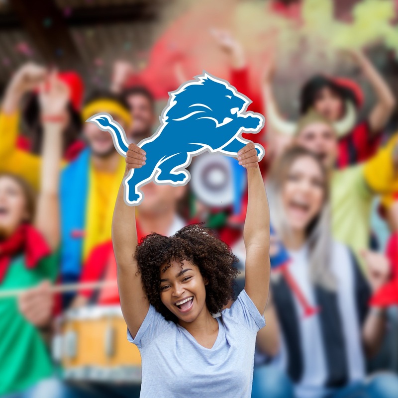 Logo – Big Head – Official NFL – Detroit Lions – Foam Core Cutout