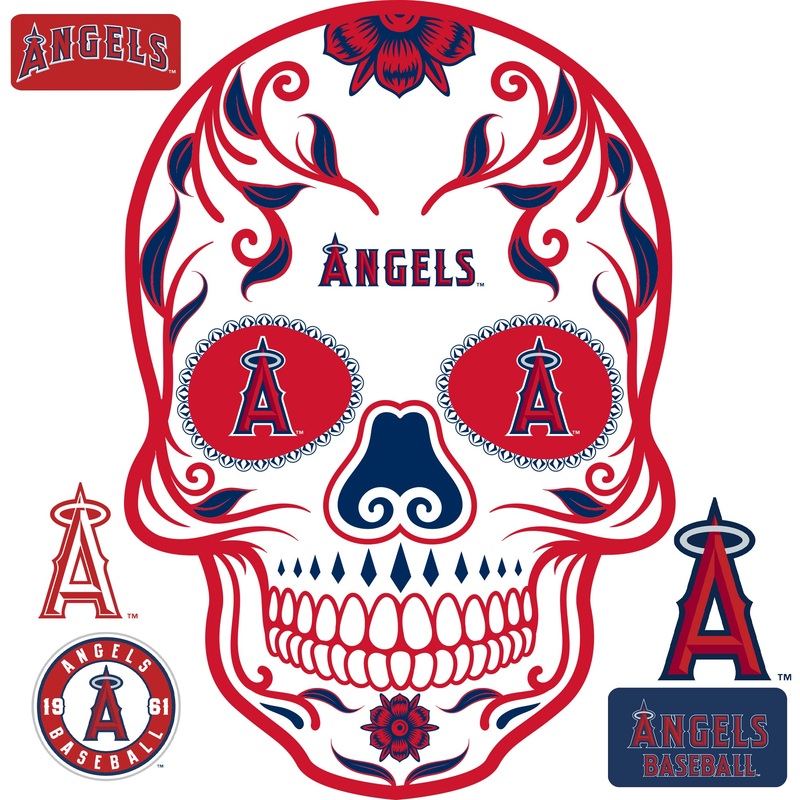 Los Angeles Angels – RealBig Sugar Skull Collection – Official MLB – Reusable Vinyl Wall Decals