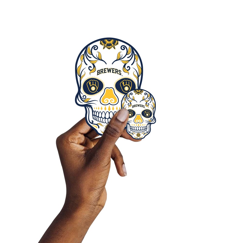 Milwaukee Brewers – 5 Sugar Skull Logo Minis (Mixed Sizes) – Official MLB – Reusable Vinyl Decals
