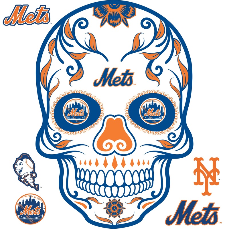 New York Mets – RealBig Sugar Skull Collection – Official MLB – Reusable Vinyl Wall Decals