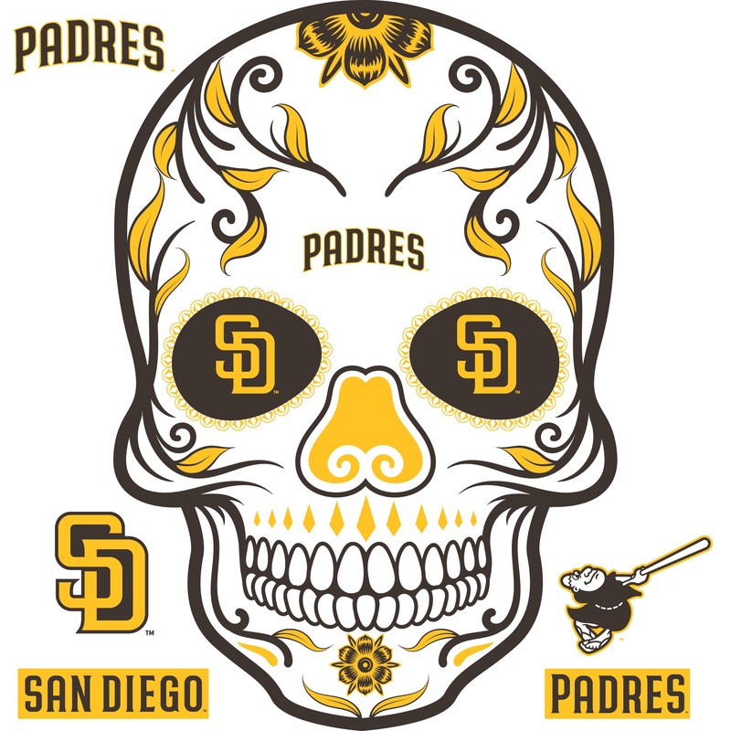 San Diego Padres – RealBig Sugar Skull Collection – Official MLB – Reusable Vinyl Wall Decals