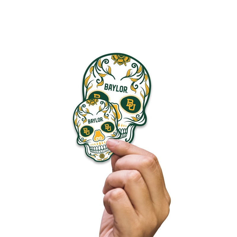 Baylor Bears – 5 Sugar Skull Logo Minis (Mixed Sizes) – Official NCAA – Reusable Vinyl Decals