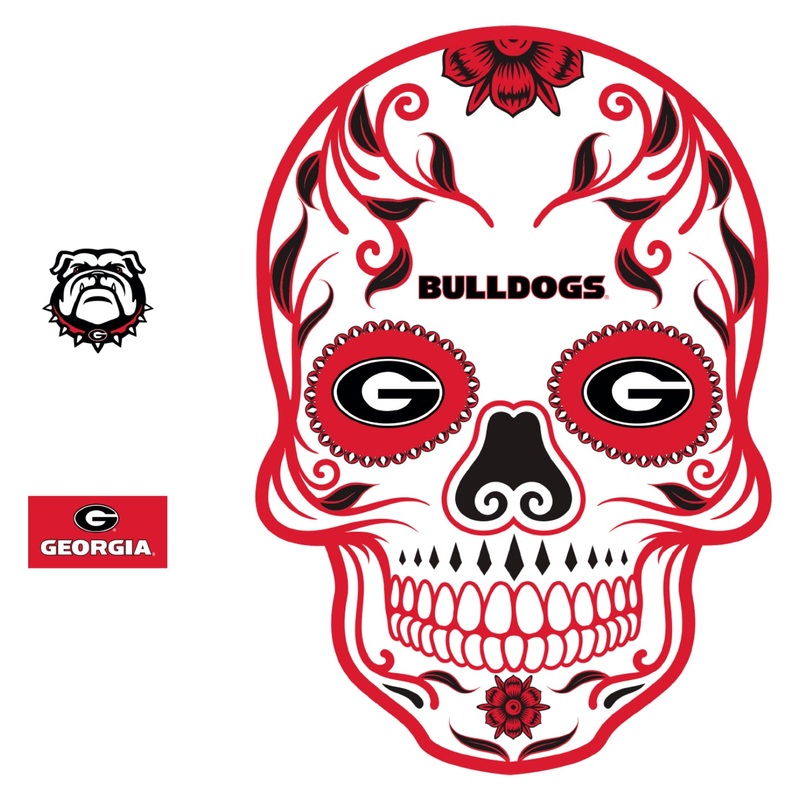 Georgia Bulldogs – RealBig Sugar Skull Collection – Official NCAA – Reusable Vinyl Wall Decals