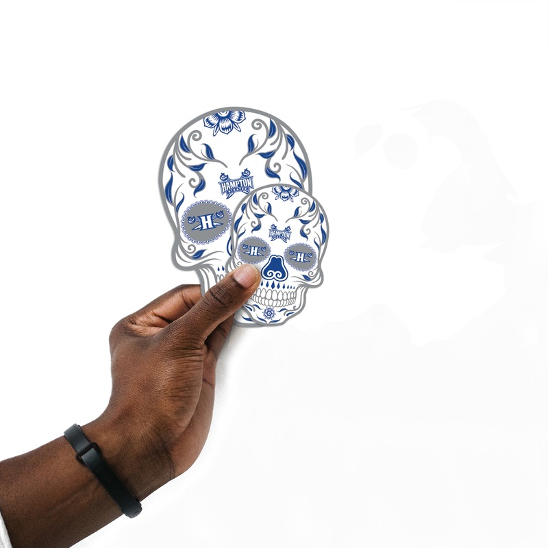 Hampton Pirates – 5 Sugar Skull Logo Minis (Mixed Sizes) – Official NCAA – Reusable Vinyl Decals