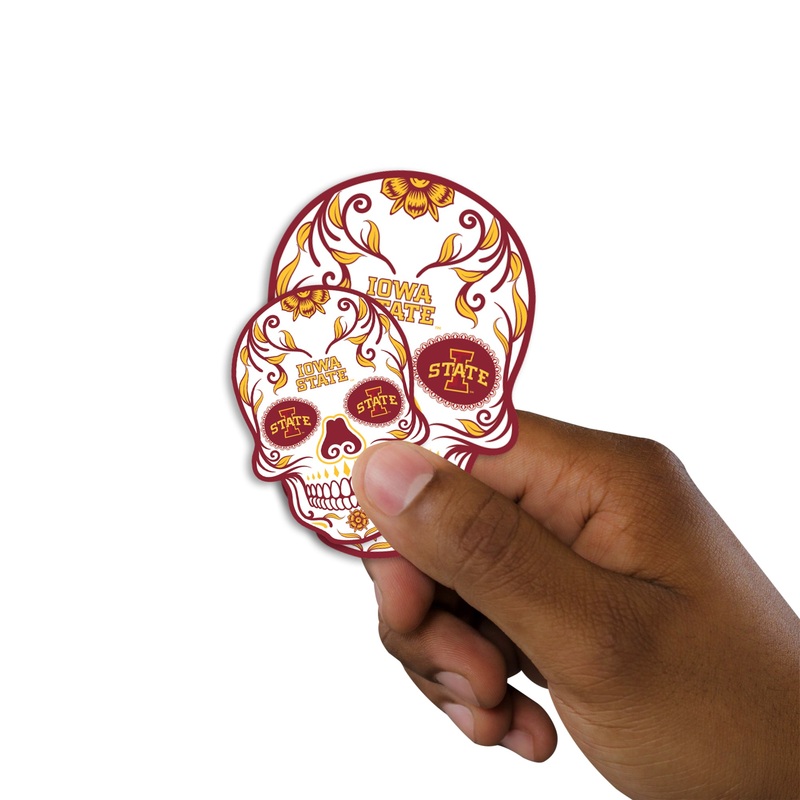 Iowa State Cyclones – 5 Sugar Skull Logo Minis (Mixed Sizes) – Official NCAA – Reusable Vinyl Decals