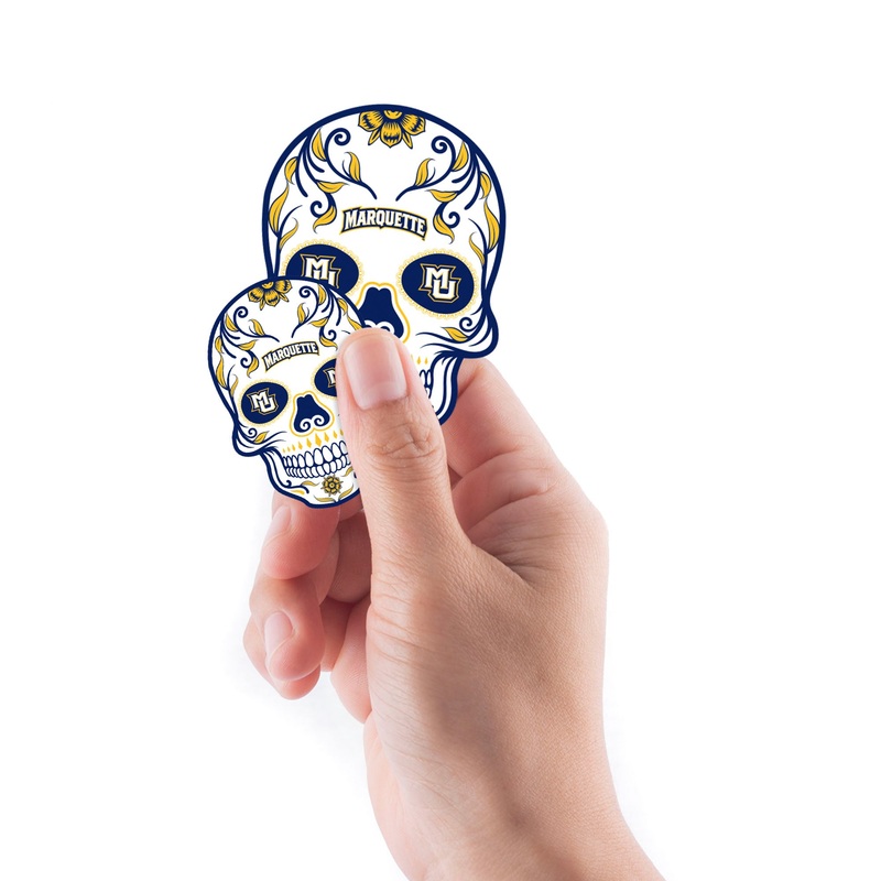 Marquette Golden Eagles – 5 Sugar Skull Logo Minis (Mixed Sizes) – Official NCAA – Reusable Vinyl Decals