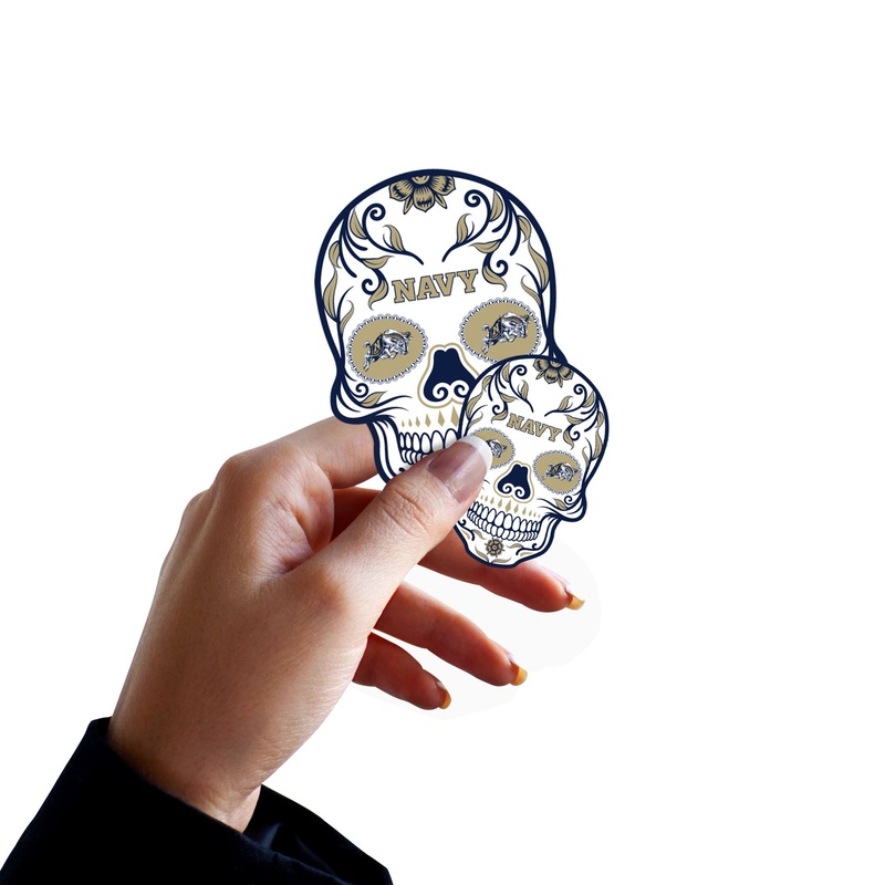 Navy Midshipmen – 5 Sugar Skull Logo Minis (Mixed Sizes) – Official NCAA – Reusable Vinyl Decals