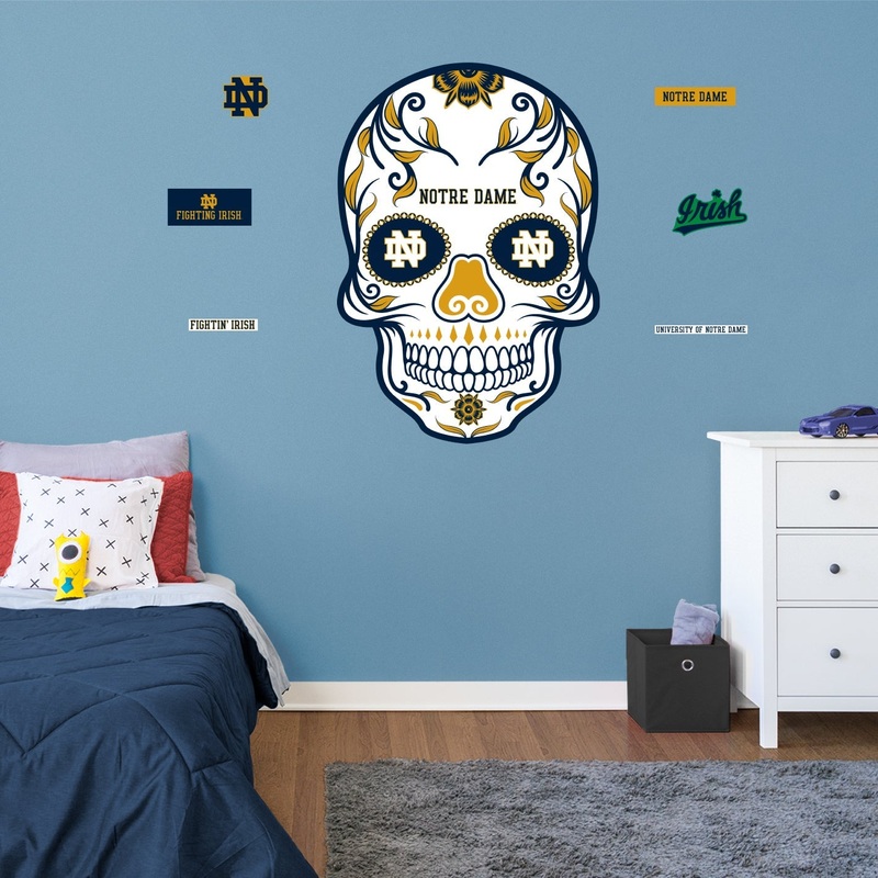 Notre Dame Fighting Irish ND – RealBig Sugar Skull Collection – Official NCAA – Reusable Vinyl Wall Decals