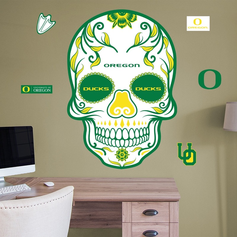 Oregon Ducks – RealBig Sugar Skull Collection – Official NCAA – Reusable Vinyl Wall Decals